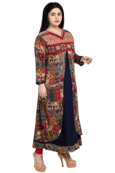 Zen Women's  A-Line Rayon Embroidered Kurta Plus Size 48-58 (Size up to 9XL)